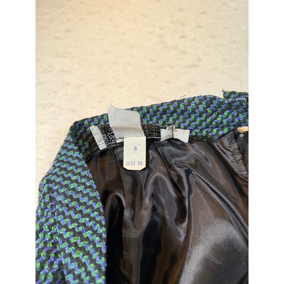 Vintage HOWARD WOLF Womens Size 8 Tweed Pencil Skirt Blue Green Knee Length - Picture 4 of 4